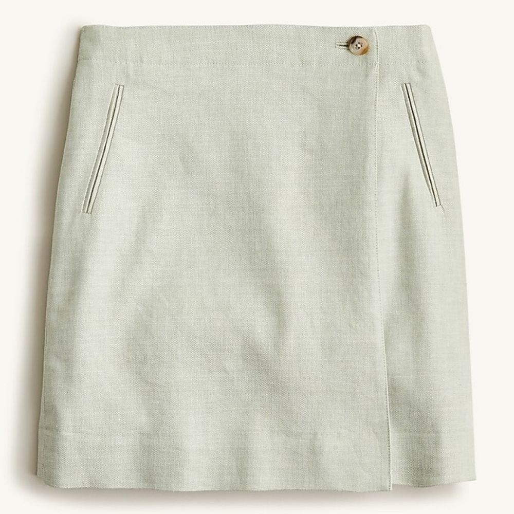 J. CREW | mini wrap skirt in stretch linen blend 22